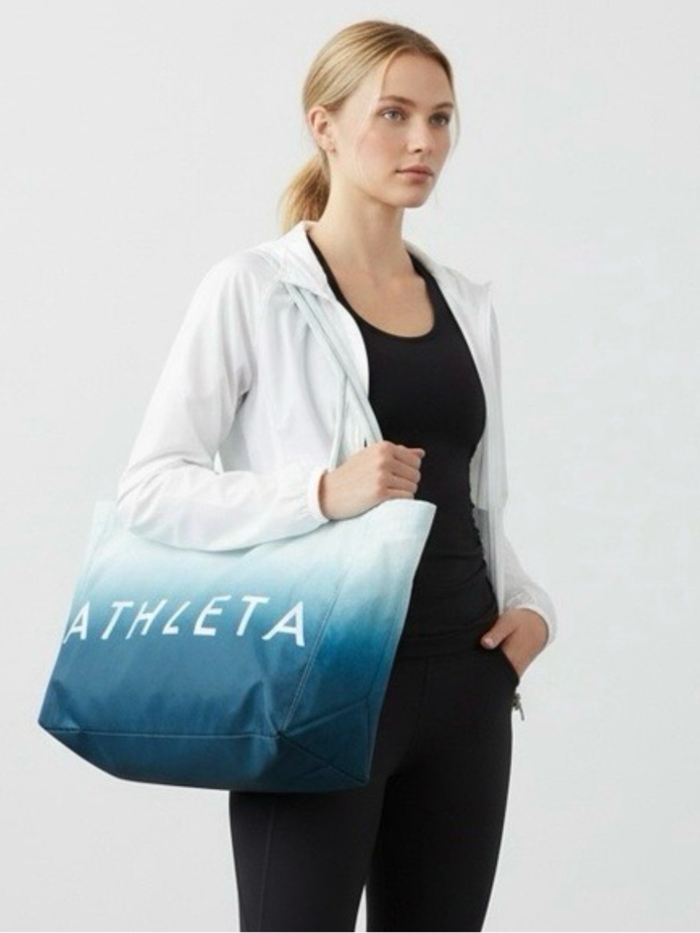athleta Canvas Tote bag ombré shades of blue